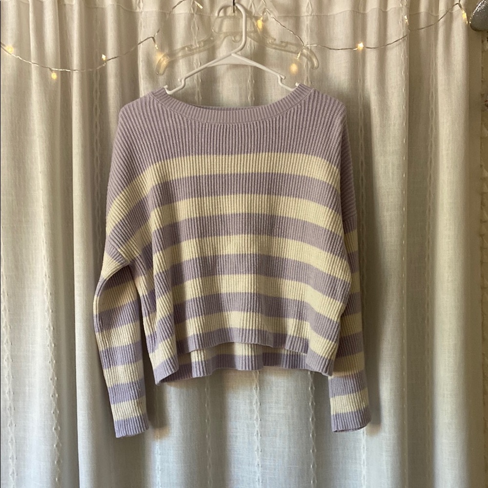 💟 Purple and white striped sweater 💟